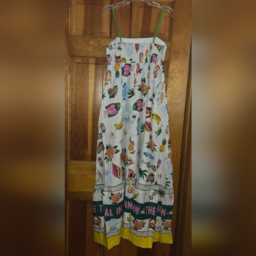 Maison D'Amelie Maxi Dress W/ Pockets Tropical Boho Coastal Beach Resort XS NWT - Picture 4 of 7